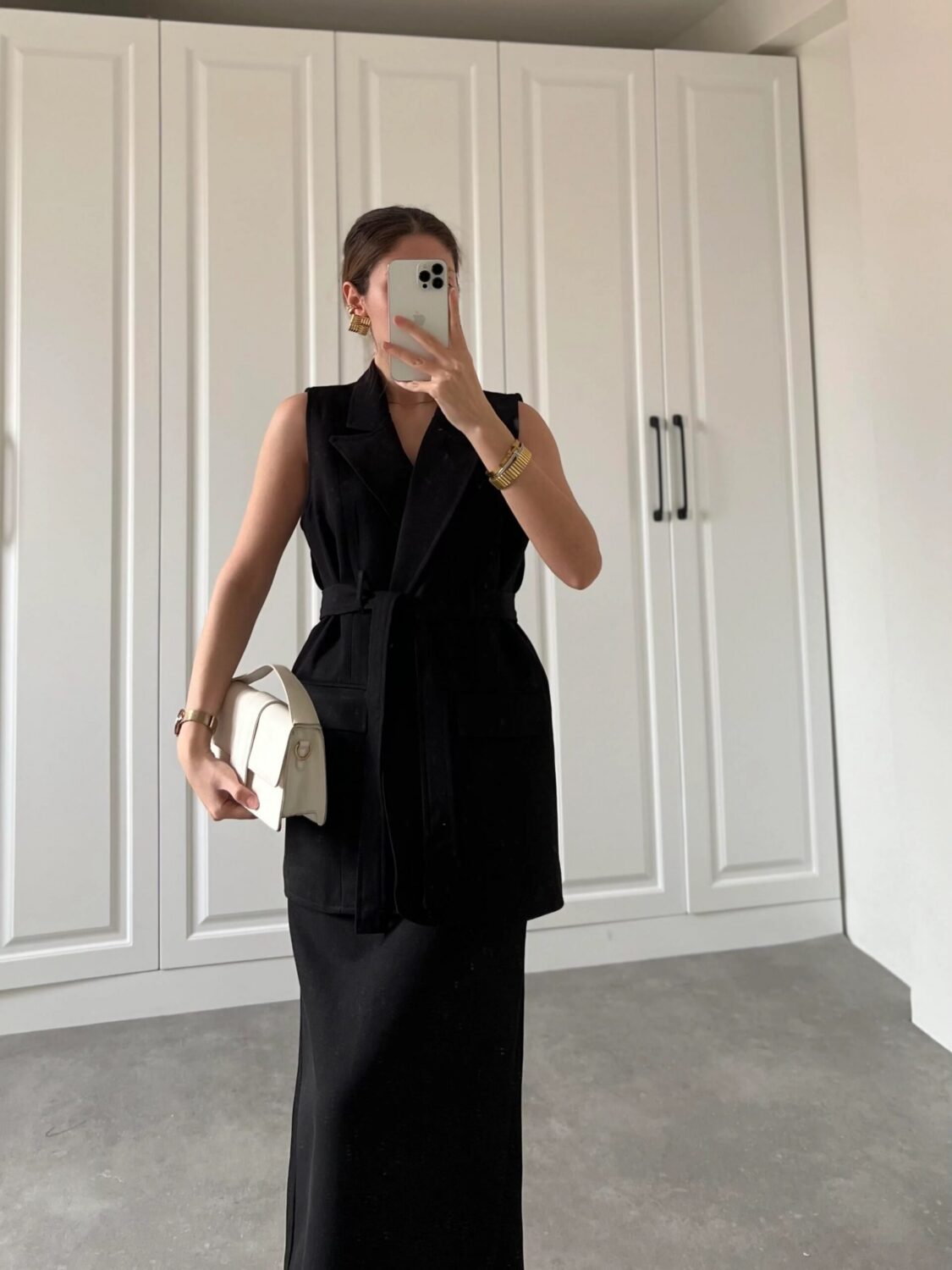 Ensemble Noire Jupe Haut en lin
