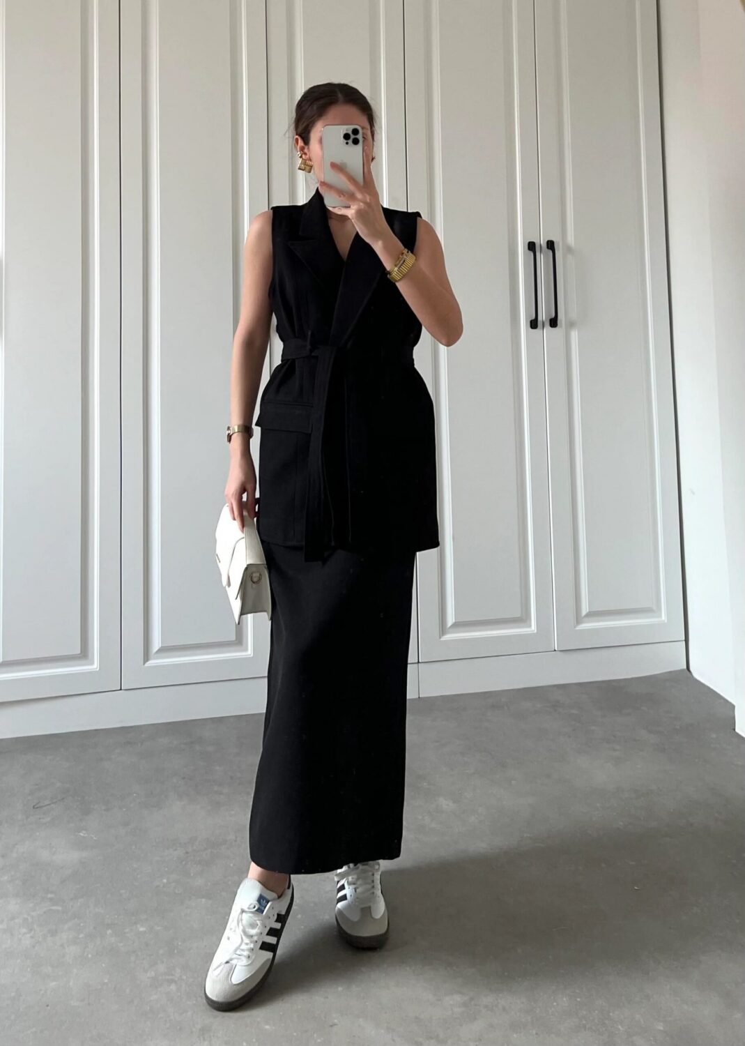 Ensemble Noire Jupe Haut en lin