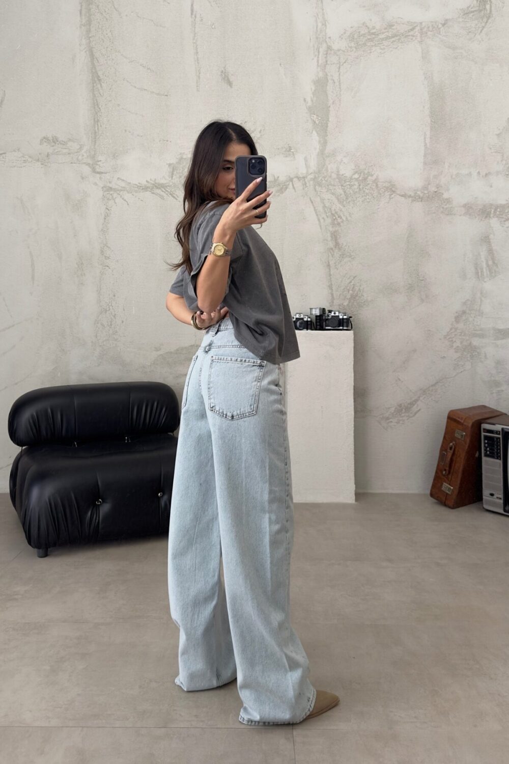 Wide Leg Ice Blue Jeans
