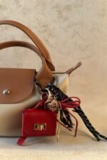 Mini Leather Compartment Red Bag Charm
