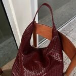 Zoe XL Woven Pattern Leather Bordeaux