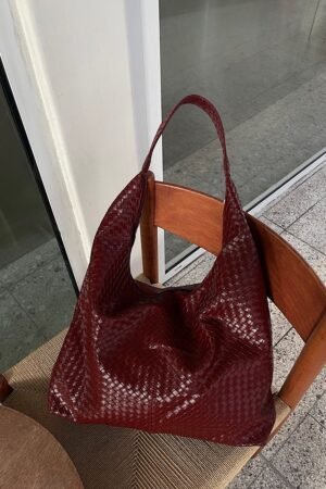 Zoe XL Woven Pattern Leather Bordeaux