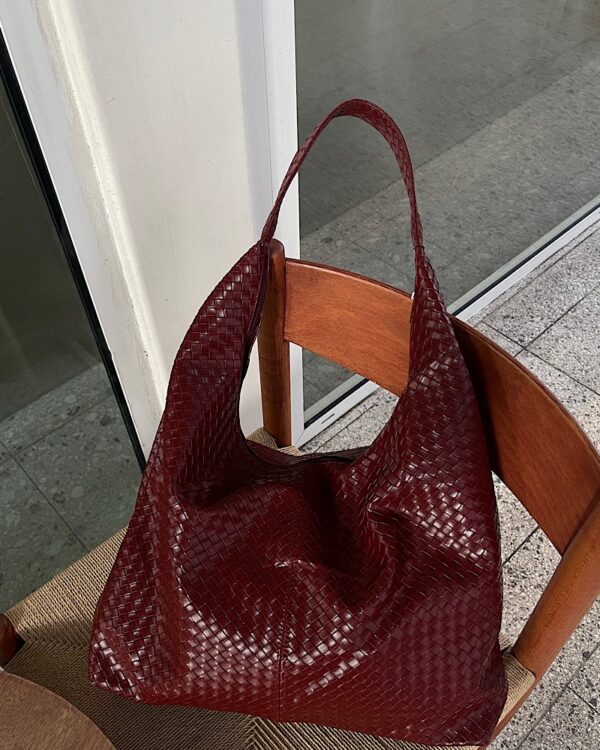 Zoe XL Woven Pattern Leather Bordeaux