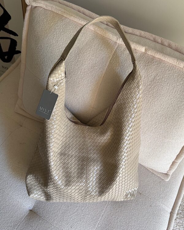 Zoe XL Woven Pattern Leather Beige