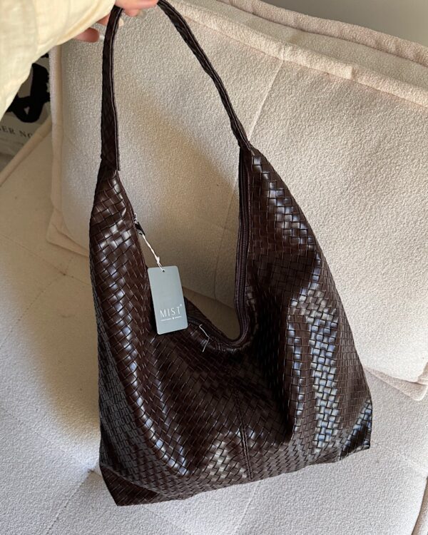 Zoe XL Woven Pattern Leather Marron