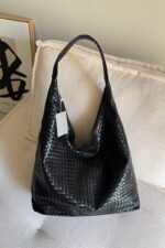 Zoe XL Woven Pattern Leather Noire