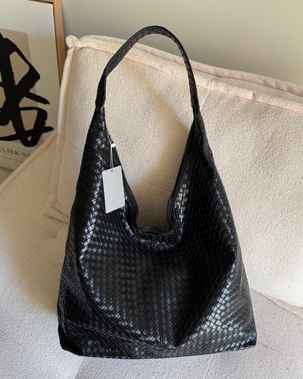 Zoe XL Woven Pattern Leather Noire
