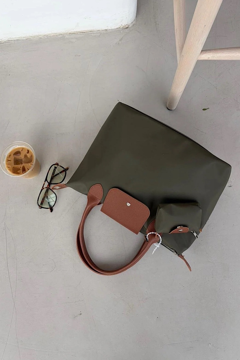 Tiger Large green + Mini Purse