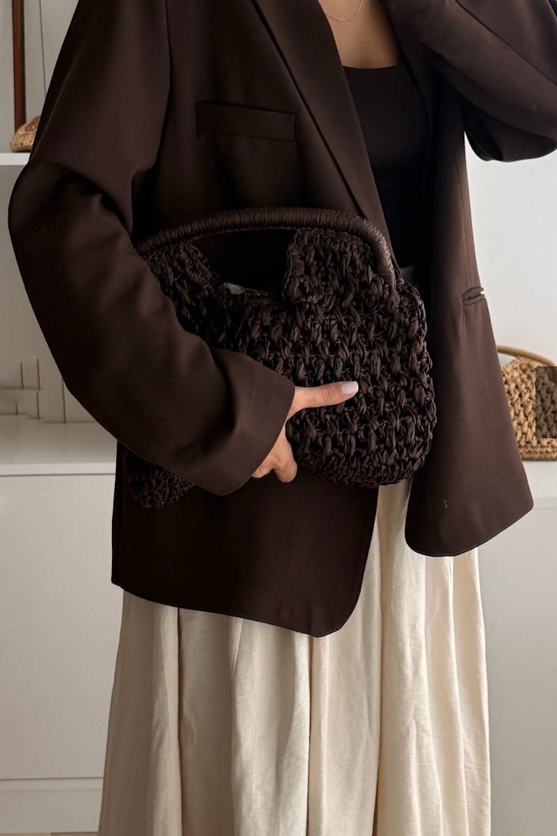 Shore Handmade Straw Clutch – brown