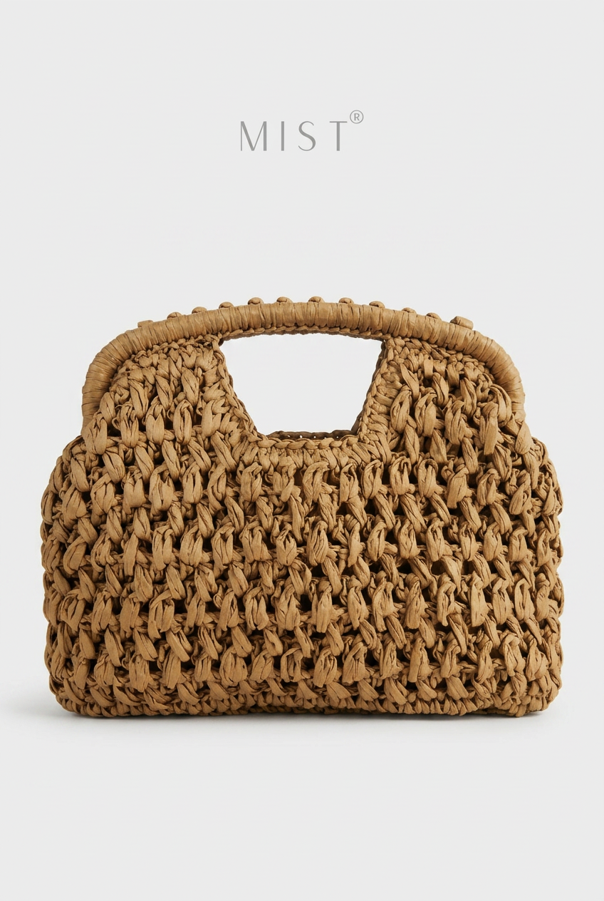 Shore Handmade Straw Clutch - Nude