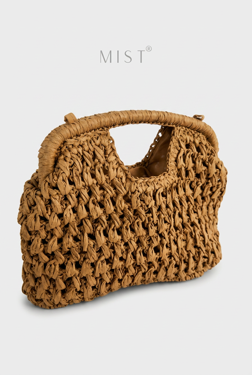 Shore Handmade Straw Clutch - Nude