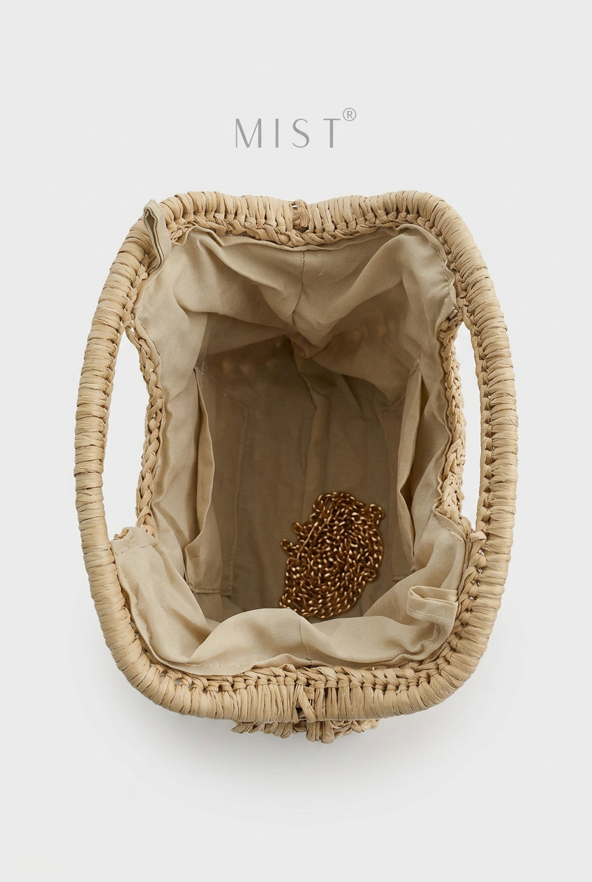 Shore Handmade Straw Clutch – Beige