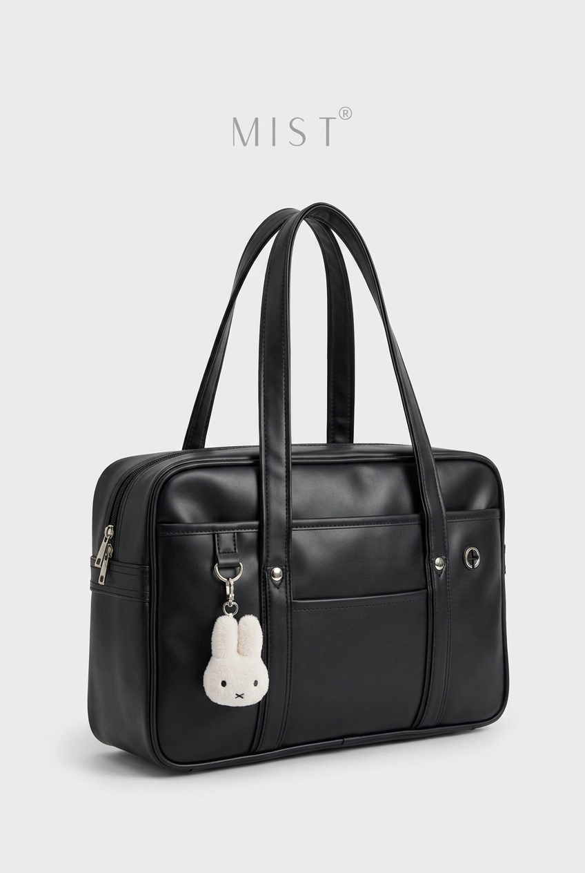 Japanese School bag + Charm - Black
