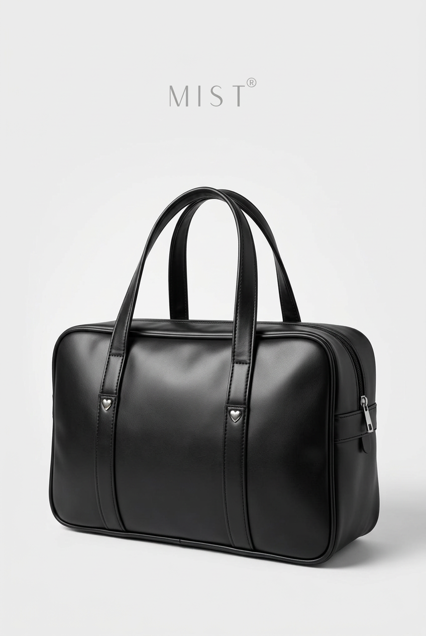 Japanese Heart School bag + Charm – Black