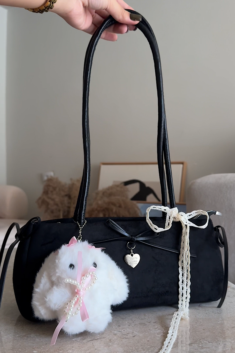 Bunny Suede + Charm+ Accessory Black